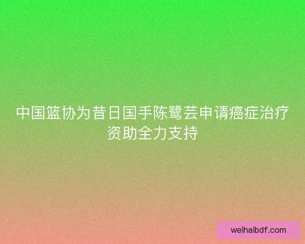 中国篮协为昔日国手陈鹭芸申请癌症治疗资助全力支持